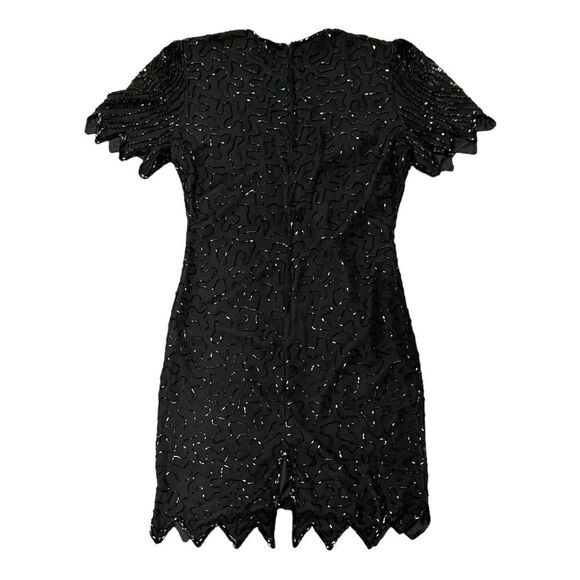 Vintage 80s Denise Elle Black Beaded Dress, size petite S - GUC - Picture 4 of 8